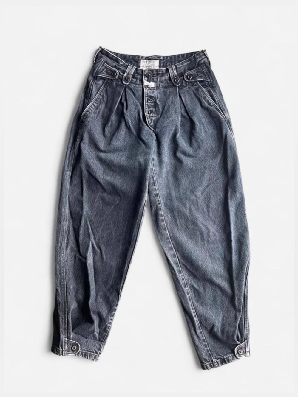 Vintage 80’s Marithe Francois Girbaud paneled jeans w/ waist + ankle cinch 9/10